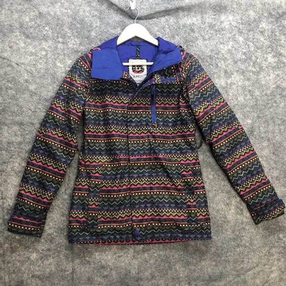 Burton Coat Ski Jacket Womens XS Rainbow Striped Fair Isle DryRide Snowboard - Picture 1 of 10